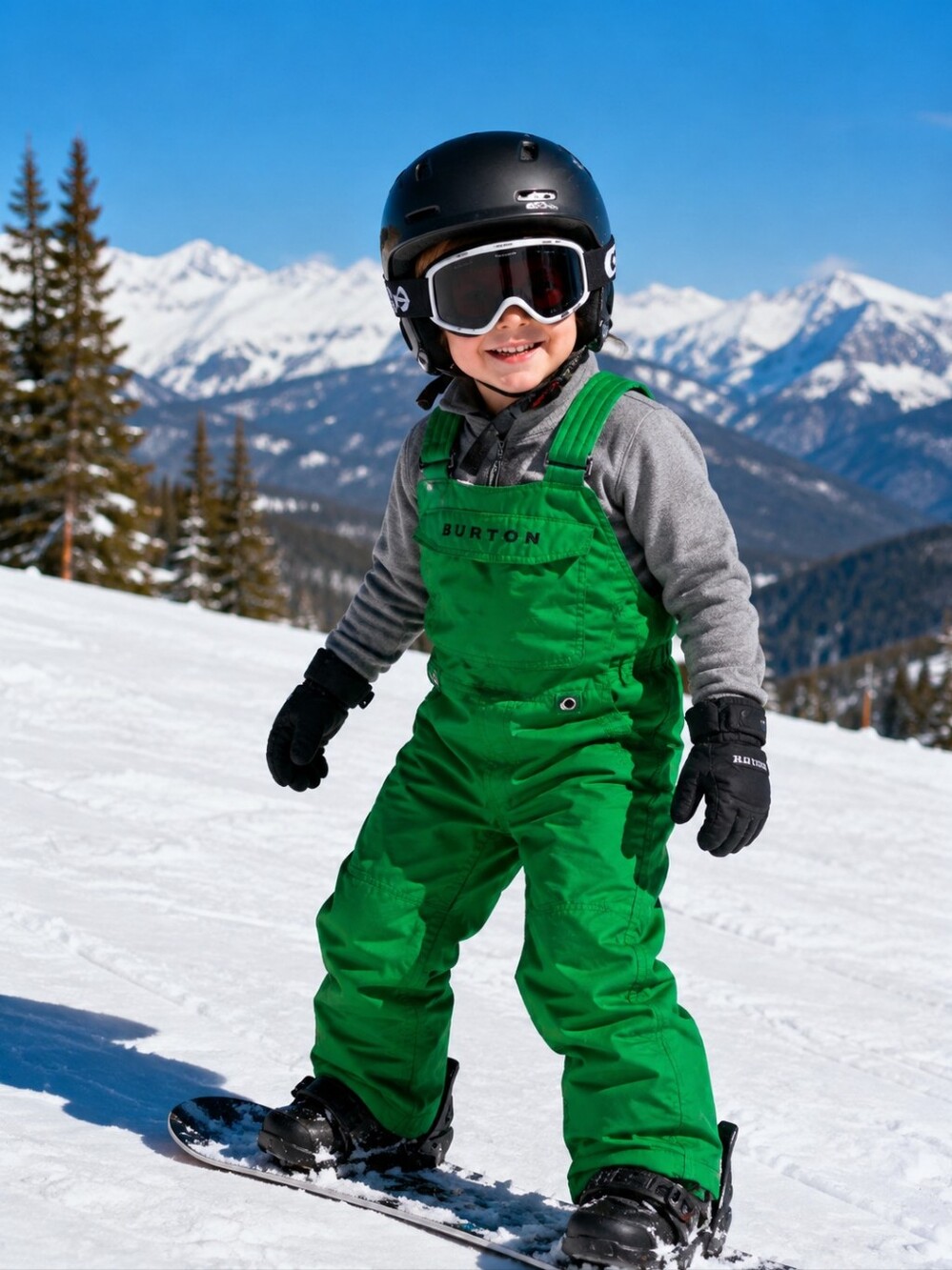 Burton Toddler Maven Vibrant Green Snow Bib Overalls with Front Pocket Size 2